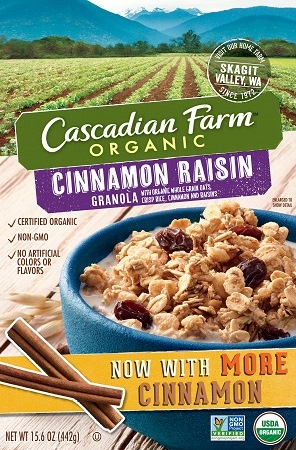 General Mills Issues Voluntary Recall of Cascadian Farm Organic Cinnamon Raisin Granola Cereal